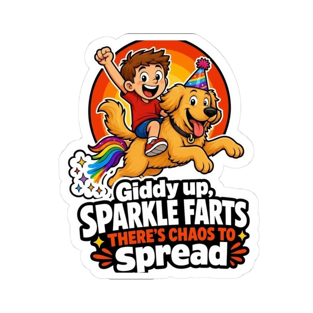 Three Dog Acres Sparkle Farts Rainbow Dog Kiss-Cut Vinyl Sticker NEW
